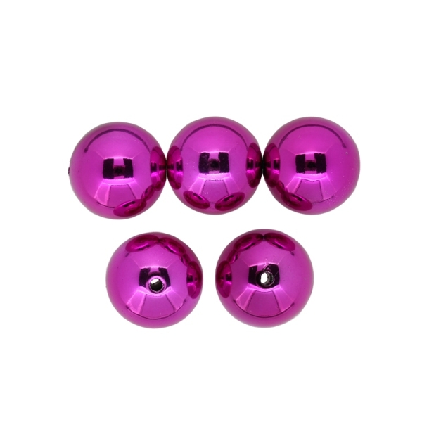 METAL PLATED PLASTIC / CCB PENDANTS - BALL - 20mm CYCLAMEN (DARK) - PACKAGE 500g Hole-3.0mm (110pcs.)