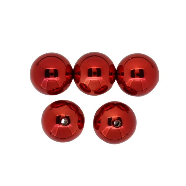 METAL PLATED PLASTIC / CCB PENDANTS - BALL - 20mm RED - PACKAGE 500g Hole-3.0mm (120pcs.)