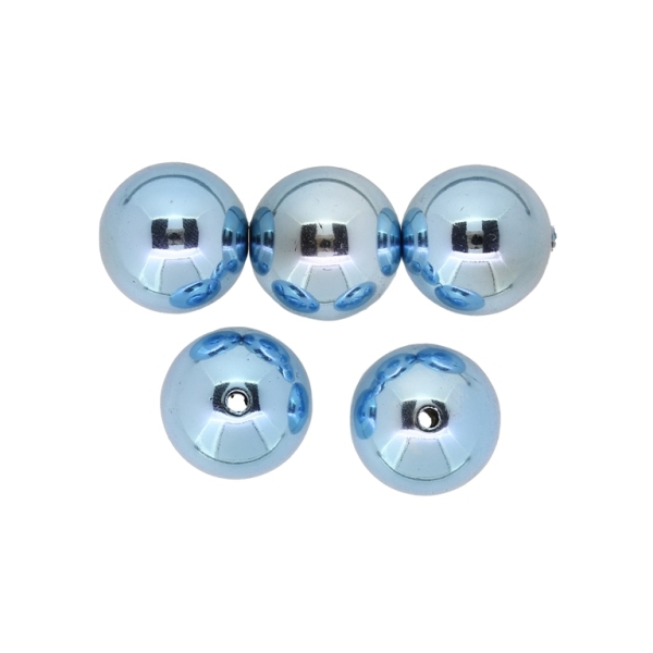 METAL PLATED PLASTIC / CCB PENDANTS - BALL - 20mm BLUE (LIGHT) - PACKAGE 500g Hole-3.0mm (115pcs.)