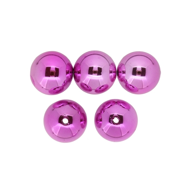 METAL PLATED PLASTIC / CCB PENDANTS - BALL - 20mm PINK (DARK) - PACKAGE 500g Hole-2.8mm (120pcs.)