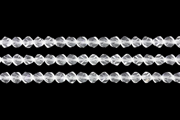 GLASS BEADS - CRYSTALS TRANSPARENT - HELIX TYPE - 8mm WHITE 001 - PACKAGE (3x70pcs.) Hole-1.8mm