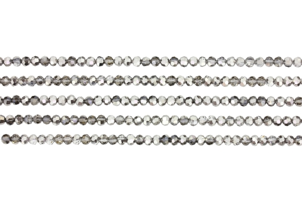 GLASS BEADS - CRYSTALS HALF-METALLIC - BALL FACETED 04 - 4mm SILVER (DARK) 109 - PACKAGE (5x100pcs.) Hole-0.8mm