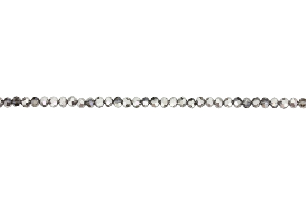 GLASS BEADS - CRYSTALS HALF-METALLIC - BALL FACETED 04 - 4mm SILVER (DARK) 109 - STRING (100pcs.) Hole-0.8mm