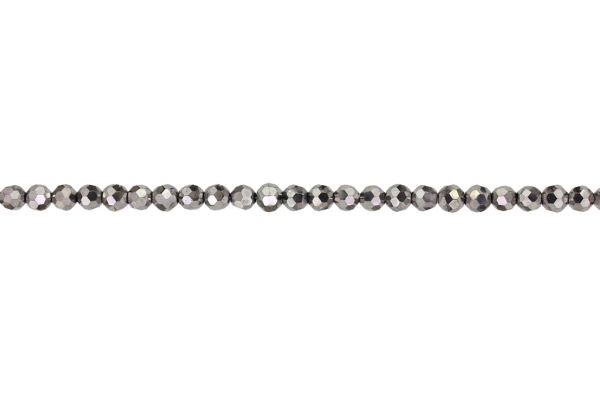 GLASS BEADS - CRYSTALS METALLIC - BALL FACETED 04 - 5mm SILVER (DARK) 109 - STRING (63pcs.) Hole-1.0mm