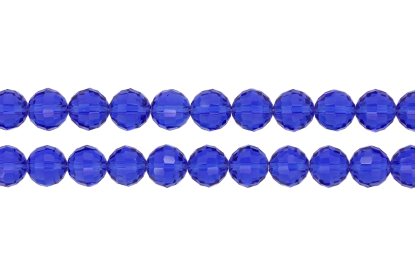 GLASS BEADS - CRYSTALS TRANSPARENT - BALL FACETED 04 - 12mm BLUE 004 - PACKAGE (2x50pcs.) Hole-1.5mm