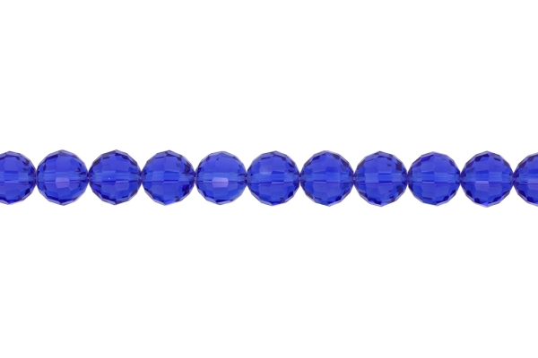 GLASS BEADS - CRYSTALS TRANSPARENT - BALL FACETED 04 - 12mm BLUE 004 - STRING (50pcs.) Hole-1.5mm