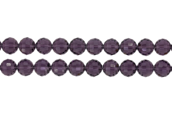 GLASS BEADS - CRYSTALS TRANSPARENT - BALL FACETED 04 - 12mm PURPLE (DARK) 010 - PACKAGE (2x50pcs.) Hole-1.5mm