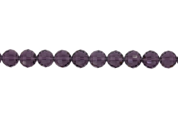 GLASS BEADS - CRYSTALS TRANSPARENT - BALL FACETED 04 - 12mm PURPLE (DARK) 010 - STRING (50pcs.) Hole-1.5mm