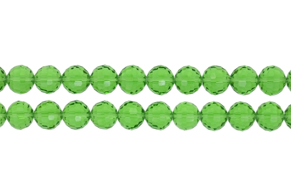 GLASS BEADS - CRYSTALS TRANSPARENT - BALL FACETED 04 - 12mm GREEN (LIGHT) 020 - PACKAGE (2x50pcs.) Hole-1.5mm