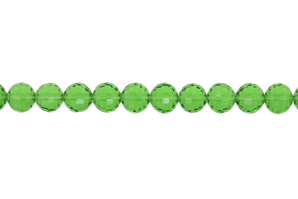 GLASS BEADS - CRYSTALS TRANSPARENT - BALL FACETED 04 - 12mm GREEN (LIGHT) 020 - STRING (50pcs.) Hole-1.5mm