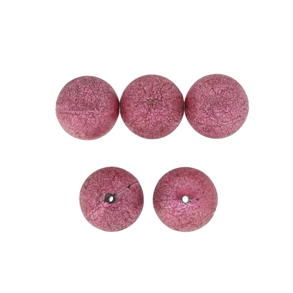 PLASTIC BEADS WITH COATING - STARDUST - BALL - 20mm PINK (DARK) - 50g Hole-2.2mm (9 pcs.)