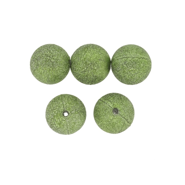 PLASTIC BEADS WITH COATING - STARDUST - BALL - 18mm GREEN (LIGHT) - 500g Hole-2.2mm (142 pcs.)