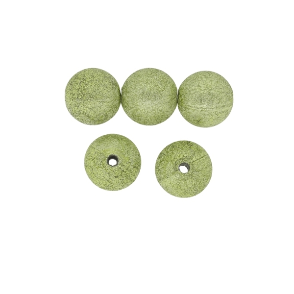 PLASTIC BEADS WITH COATING - STARDUST - BALL - 16mm GREEN MILITARY (LIGHT) - 500g Hole-3.0mm (215 pcs.)