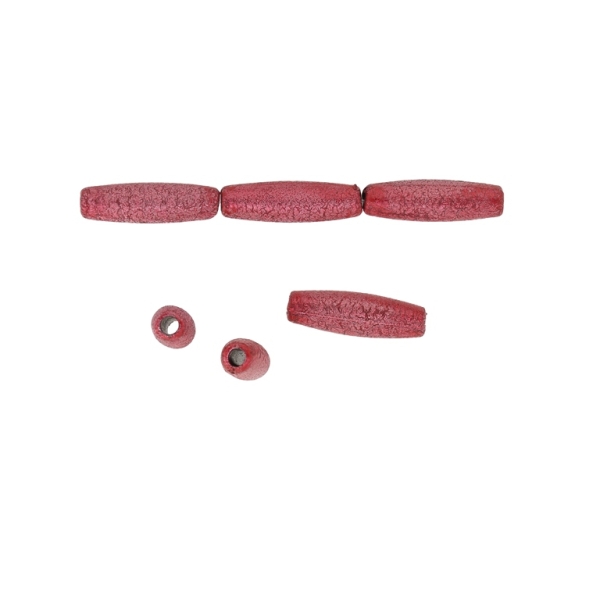 PLASTIC BEADS WITH COATING - STARDUST - ELLIPSE - 19х6mm RED - 500g Hole-2.4mm (1400 pcs.)