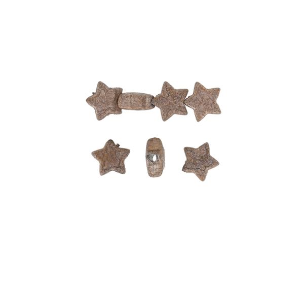 PLASTIC BEADS WITH COATING - STARDUST - STAR 01 - 10х5mm BROWN - 500g Hole-2.0mm (2130 pcs.)