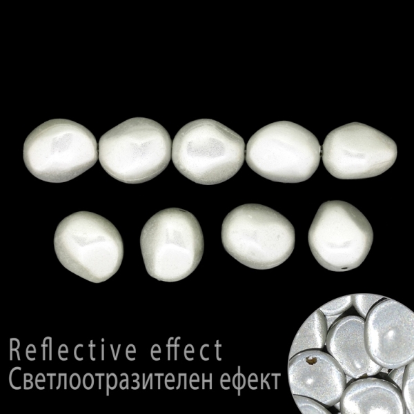 PLASTIC BEADS COVERED BY TRANSPARENT VARNISH - MIRACLE BEADS - POLYGONAL IRREGULAR 01 - 15х14mm WHITE - 500g Hole-1.8mm (400 pcs.)