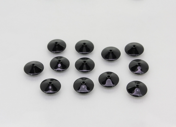 OPAQUE PLASTIC BEADS - FLYING SAUCER - 6.5x14.5mm BLACK С42 - 50g Hole-2.0mm (84pcs.)