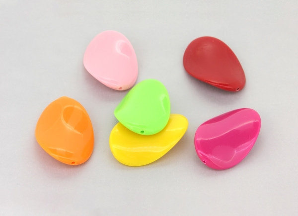 OPAQUE PLASTIC BEADS - OVAL WAVE - 35x24mm MIX - 50g Hole-1.8mm (15pcs.)