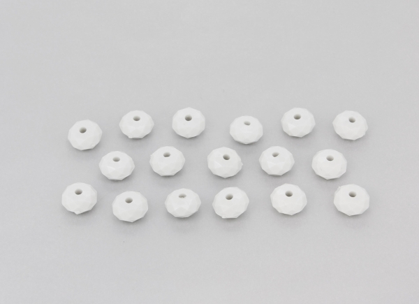 OPAQUE PLASTIC BEADS - WASHER FACETED - 6x10mm WHITE 00 - PACKAGE 500g Hole-2.0mm (1470pcs.)