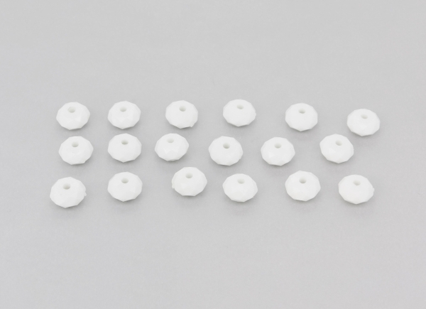 OPAQUE PLASTIC BEADS - WASHER FACETED - 6x10mm WHITE С01 - 50g Hole-2.0mm (158pcs.)