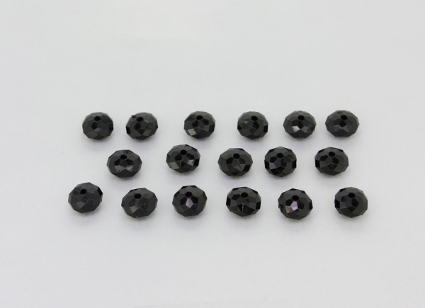 OPAQUE PLASTIC BEADS - WASHER FACETED - 6x10mm BLACK С42 - 50g Hole-2.0mm (147pcs.)