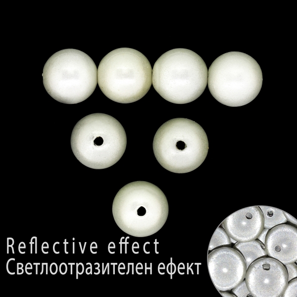 PLASTIC BEADS COVERED BY TRANSPARENT VARNISH - MIRACLE BEADS - BALL - 16mm WHITE - 500g Hole-2.8mm (230 pcs.)