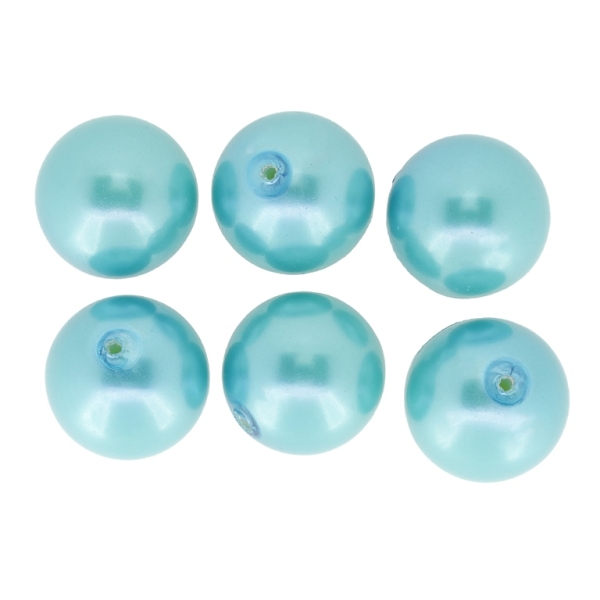 ADHESIVE BEADS - PLASTIC PEARLS - BALL 18mm TURQUOISE (LIGHT) - PACKAGE 250g (88pcs.) Hole-1.5mm