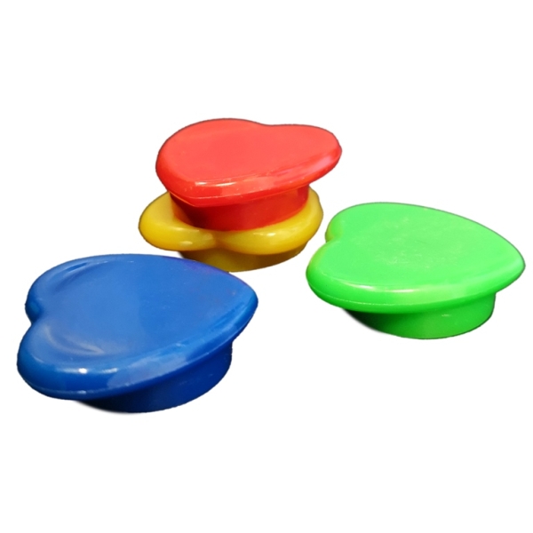 OFFICE ACCESSORIES - MAGNET WITH PLASTIC COATING - HEART - 28x28x9mm MIX - PACKAGE 30pcs.