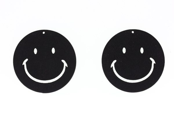 WOODEN FIGURES - CIRCLE SMILE 01 - 50x4mm BLACK - 5pcs. Hole-2.0mm