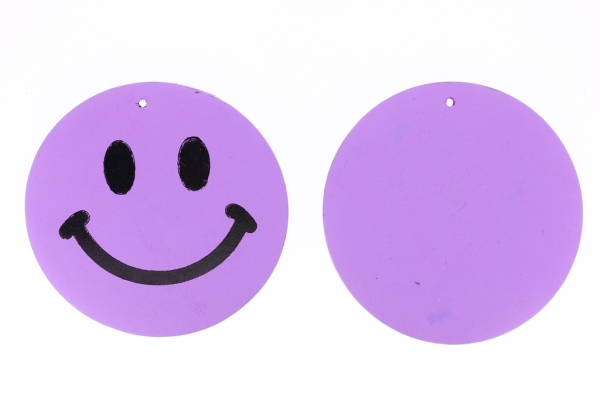 WOODEN FIGURES - CIRCLE SMILE 02 - 59x6mm PURPLE (LIGHT) - 2pcs. Hole-2.5mm