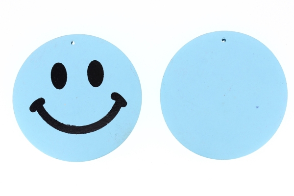 WOODEN FIGURES - CIRCLE SMILE 02 - 59x6mm BLUE - 2pcs. Hole-2.5mm