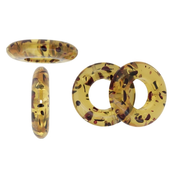 PLASTIC BEADS - NATURAL STONE IMITATION - AMBER - RING WITH HOLE 26mm - 55x13mm AMBER AND BROWN - 50g Hole-3.0mm (2pcs.)