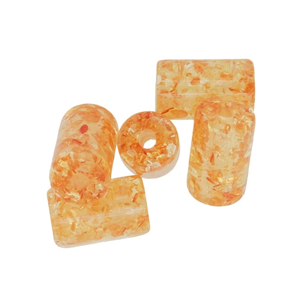 PLASTIC BEADS - NATURAL STONE IMITATION - AMBER - CYLINDER - 20x12mm ORANGE (LIGHT) - 50g Hole-3.5mm (18pcs.)