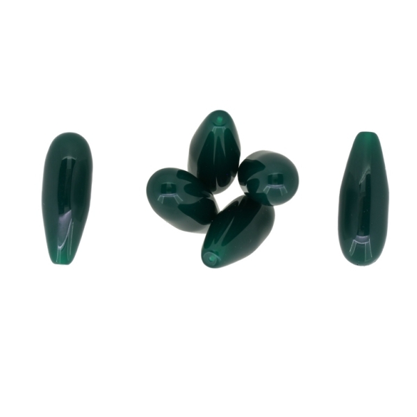 PLASTIC BEADS FOR PIN - RESIN - DROP - 43.5x16mm GREEN (DARK) - 500g Hole-1.5mm (69pcs.)