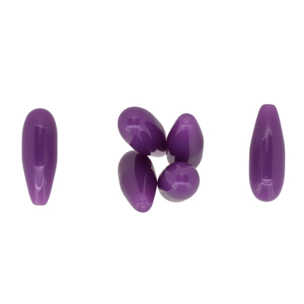 PLASTIC BEADS FOR PIN - RESIN - DROP - 43.5x16mm PURPLE - 50g Hole-1.5mm (6pcs.)