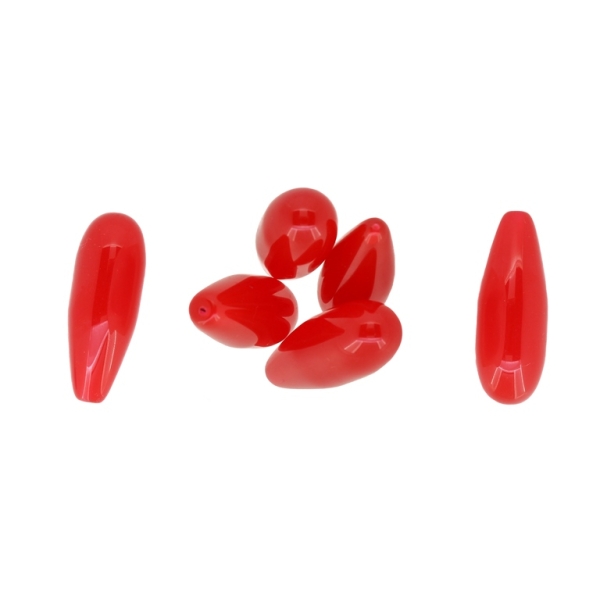 PLASTIC BEADS - RESIN - DROP FOR PIN - 43.5x16mm RED (DARK) - SECOND-RATE - 50g Hole-1.5mm (6pcs.)