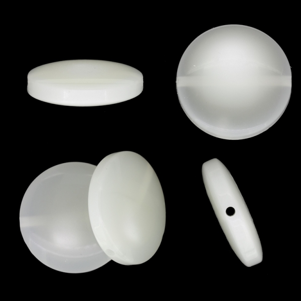 PLASTIC BEADS - RESIN - CAT'S EYE - DISK - 30x9mm WHITE - 50g Hole-2.5mm (8pcs.)