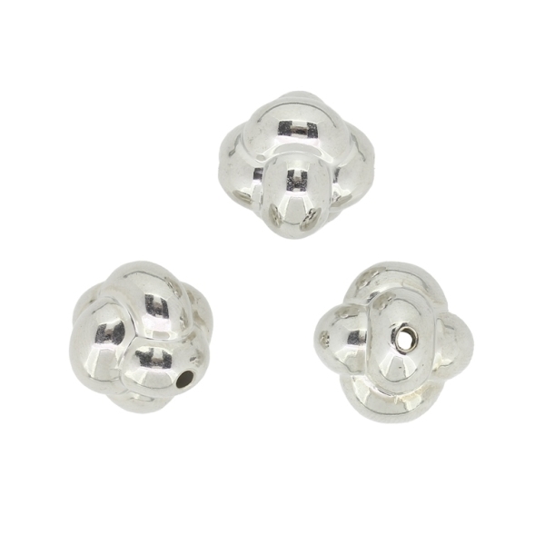 METAL PLATED PLASTIC / CCB BEADS  - KNOT - 17x17mm NICKEL - 50g Hole-2.5mm (23pcs.)