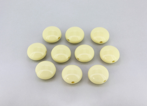 OPAQUE PLASTIC BEADS - FLAT ROUND - 17x10mm CREAM ВА03 - 50g  Hole-3.0mm (27pcs.)