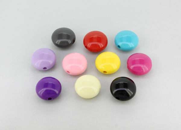 OPAQUE PLASTIC BEADS - FLAT ROUND - 17x10mm MIX - PACKAGE 500g Hole-3.0mm (275pcs.)