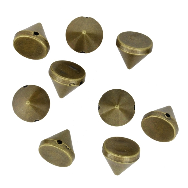 METAL PLATED PLASTIC / CCB BEADS  - CONE - 12x10.5mm ANTIQUE BRONZE - 50g Hole-1.8mm (78pcs.)