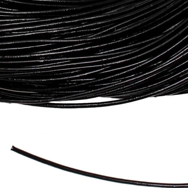 LEATHER NATURAL - ROUND - 1.5mm BLACK - 2meters