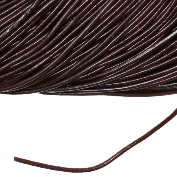 LEATHER NATURAL - ROUND - 2.0mm BROWN (DARK) - 2meters