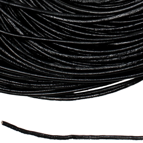 LEATHER NATURAL - ROUND - 2.0mm BLACK - 2meters