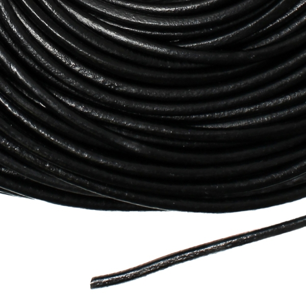 LEATHER NATURAL - ROUND - 4.0mm BLACK - 2meters