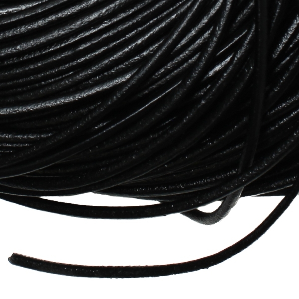 LEATHER NATURAL - ROUND - 3.0mm BLACK - 2meters