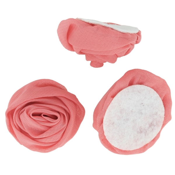 TEXTILE BEADS - CHIFFON - ROSE FOR GLUING - 36mm CORAL 110 - PACKAGE 50pcs.