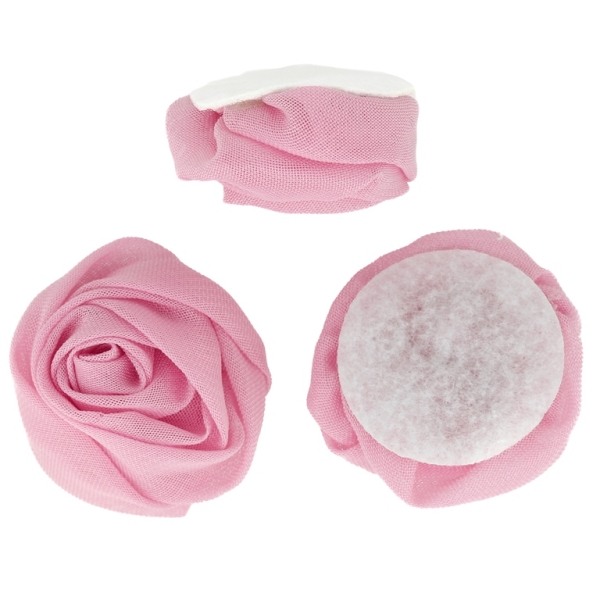 TEXTILE BEADS - CHIFFON - ROSE FOR GLUING - 36mm PINK (DARK) 096 - PACKAGE 50pcs.