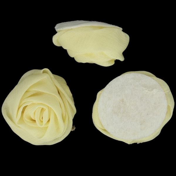 TEXTILE BEADS - CHIFFON - ROSE FOR GLUING - 36mm YELLOW (LIGHT) - PACKAGE 50pcs.