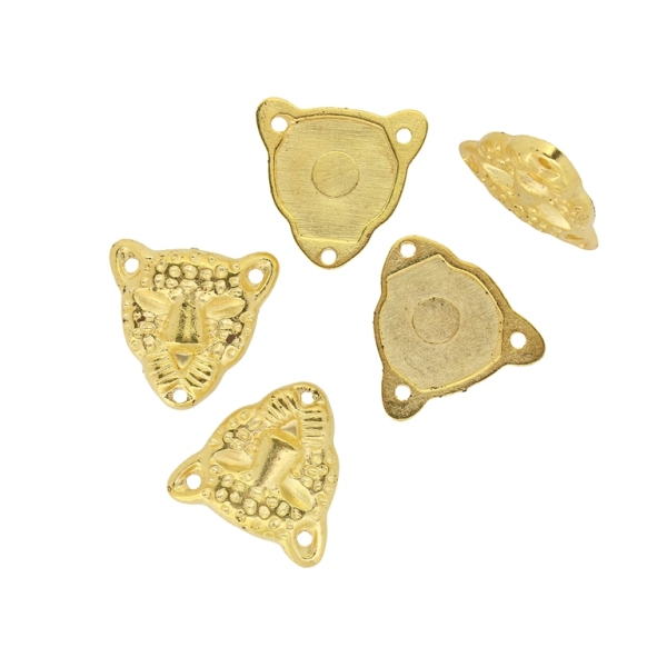 FOR SEWING - METALLIZED CCB - LEOPARD HEAD 01 - 22x21x3.5mm GOLD COLOR - 250g (375pcs.) Hole-3x2.0mm